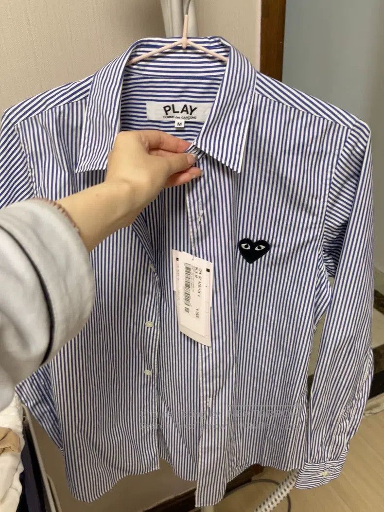 Comme des Garcons Comme Des Garcons Striped Shirt Blue Stripes Black Heart W Size M / US 6-8 / IT 42-44 - 1 Thumbnail