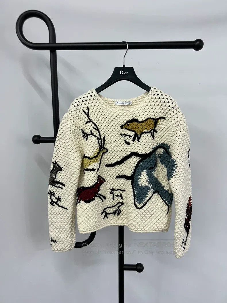 Dior Dior White hollow animal hook knitted sweater Size XS / US 0-2 / IT 36-38 - 1 Thumbnail