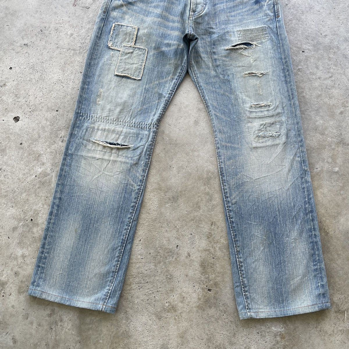 Edwin Vintage Edwin Distressed Patchwork Mudwash Faded Jeans Pants Size US 33 - 4 Thumbnail