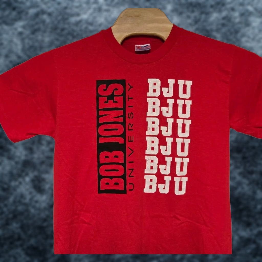 Hanes VINTAGE Hanes Bob Jones University T-Shirt Men M Red Single Stitch Spell Out Shirt Mens Red University 90s Size US M / EU 48-50 / 2 - 1 Thumbnail