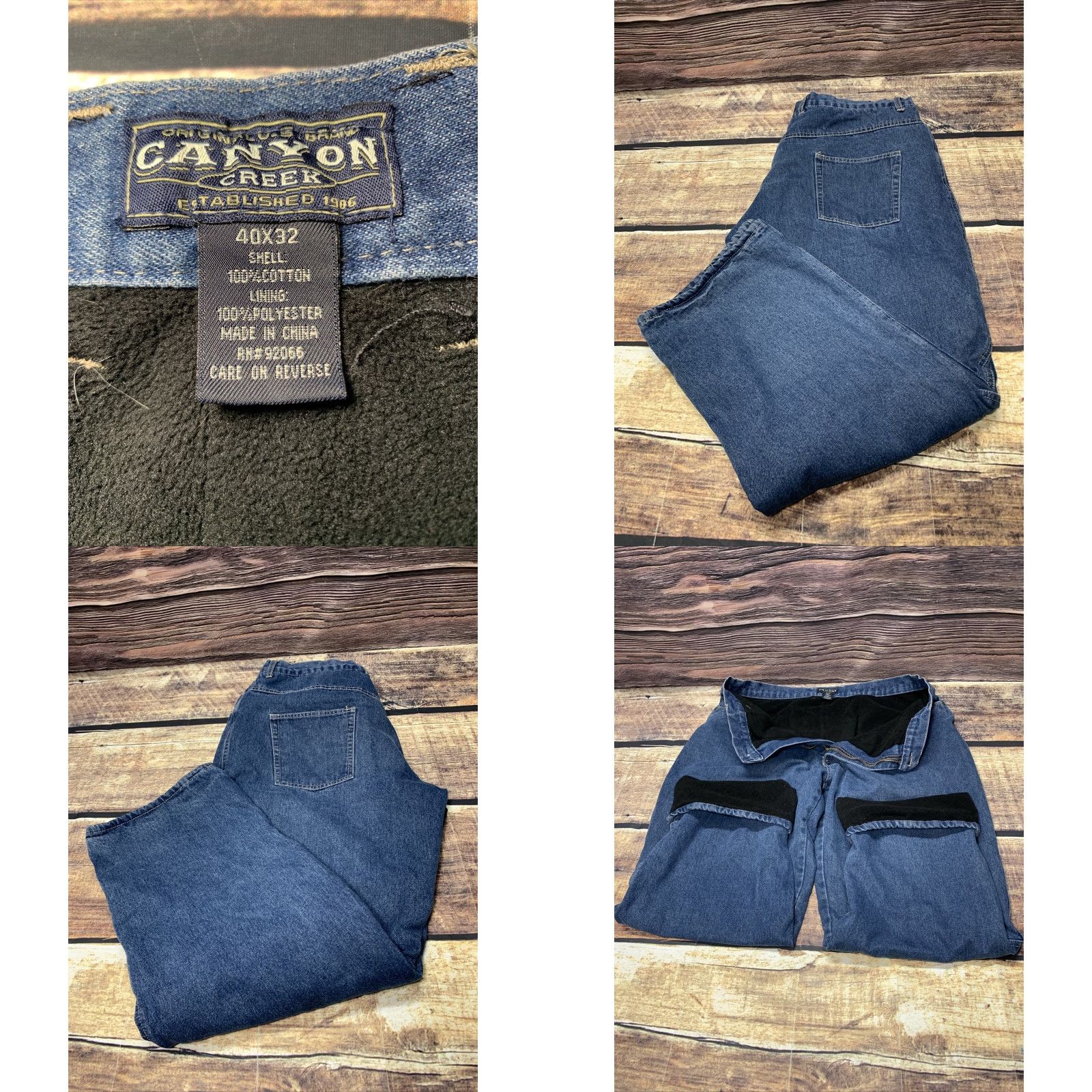 Vintage Canyon Creek Jeans Men 40X32 Blue Straight Leg Regular Fit Fleece Lined Jeans Size US 40 / EU 56 - 8 Thumbnail