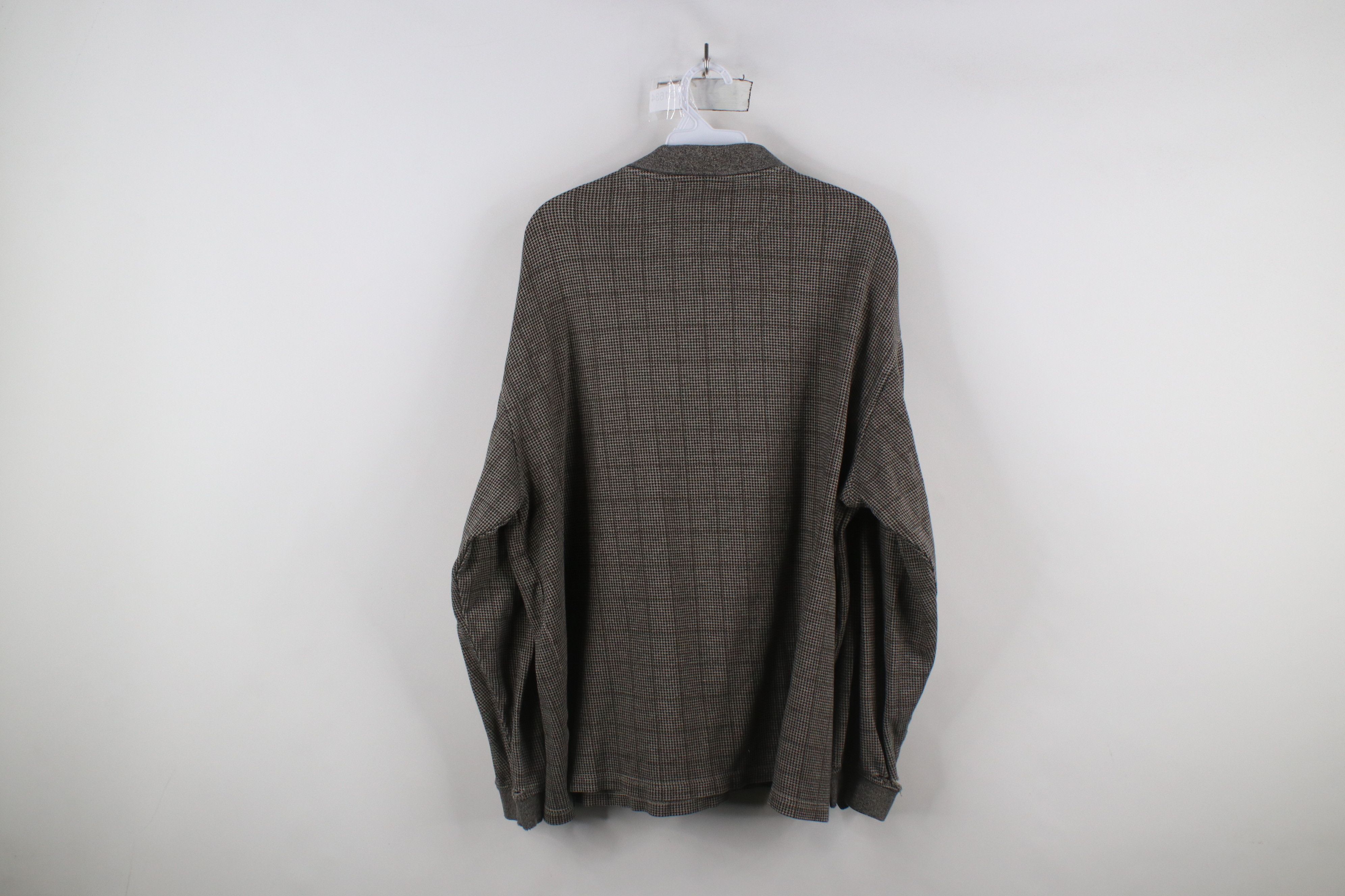 Vintage Vintage 90s Streetwear Heavy Houndstooth Long Sleeve Polo Size US XL / EU 56 / 4 - 13 Thumbnail