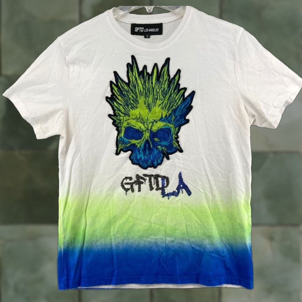 Vintage GFTD Mens TShirt Medium Skull Ombre Size US M / EU 48-50 / 2 - 1 Thumbnail