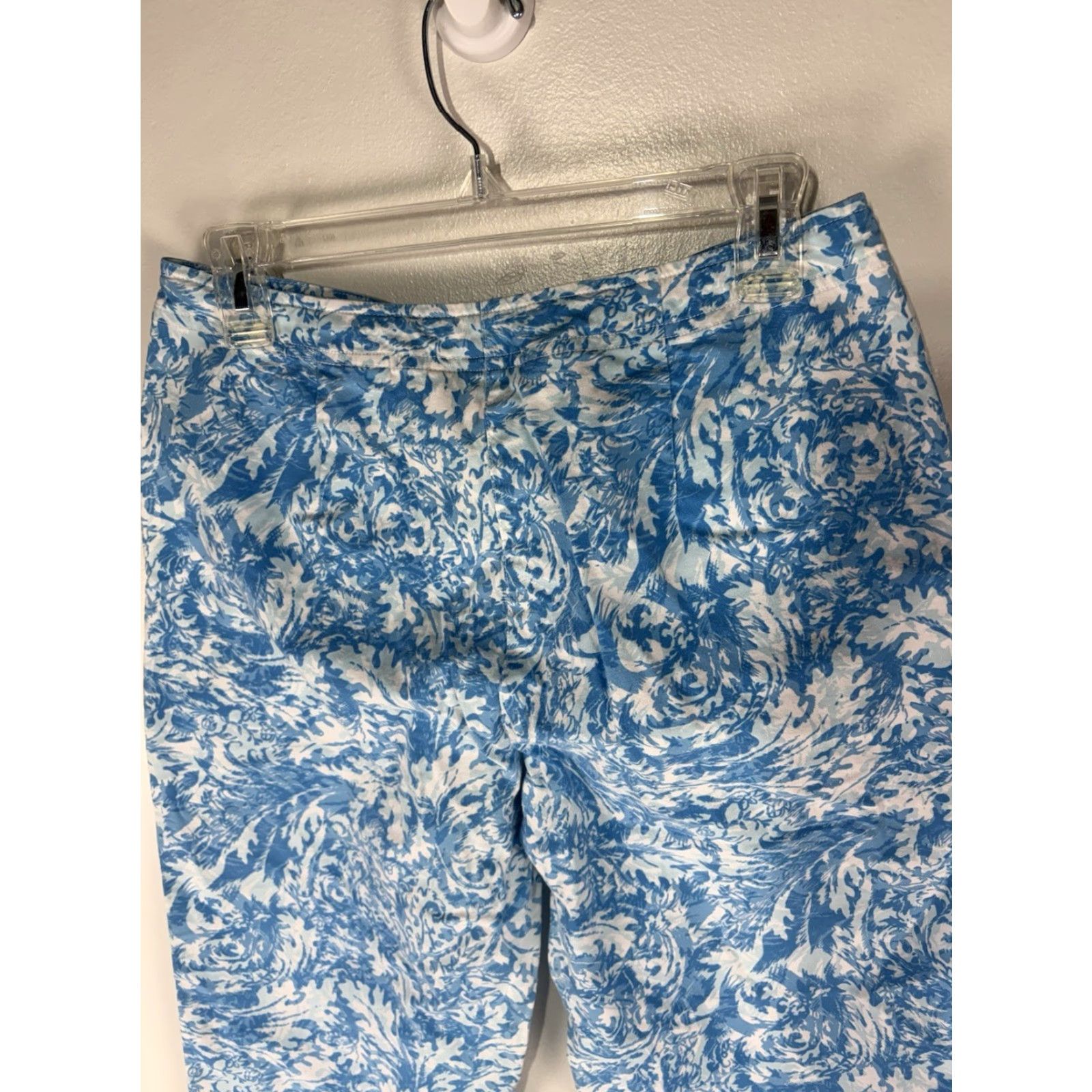Talbots VINTAGE Talbots Petites Cropped Pants Women’s 6P Blue White Geometric Cotton Spandex Straight Leg Size 28" / US 6 / IT 42 - 5 Thumbnail