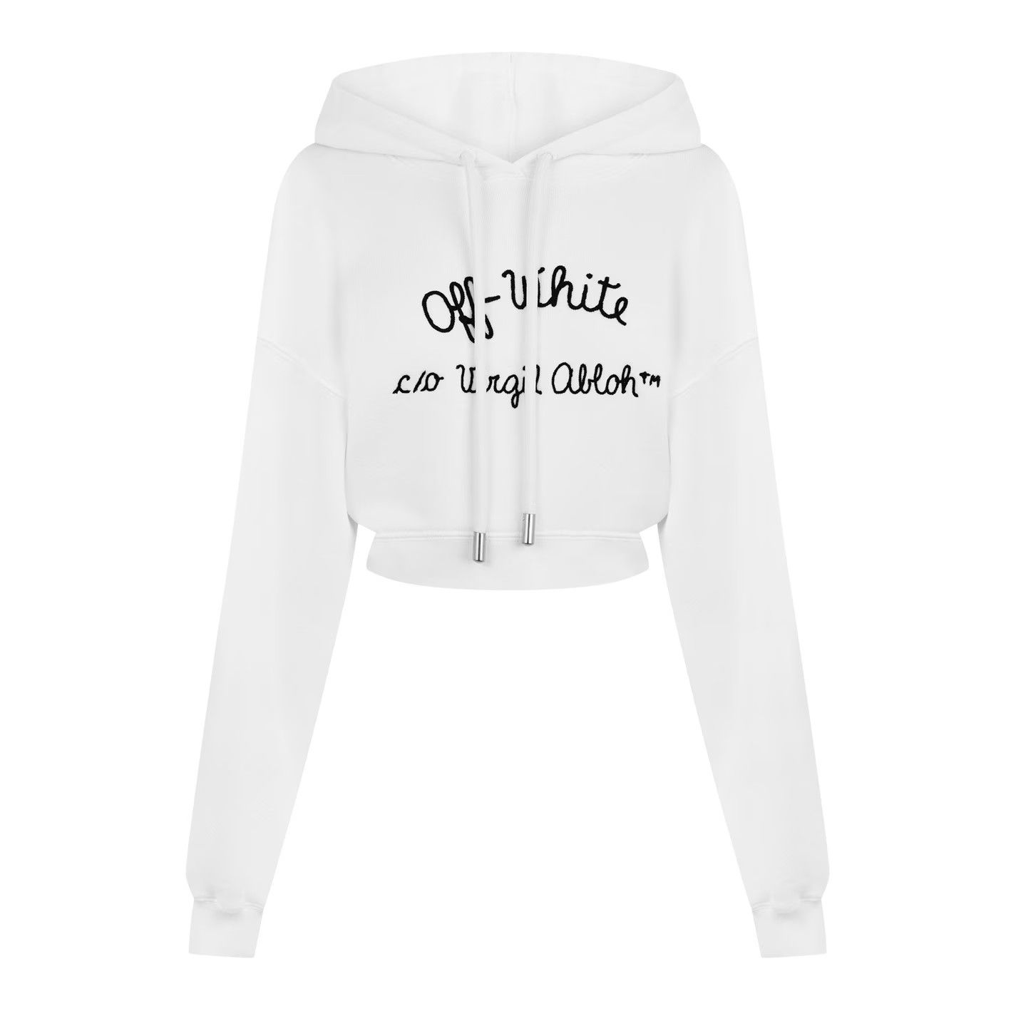Off-White o1g2r1mq1224 Crop Hoodie in White Size L / US 10 / IT 46 - 1 Thumbnail