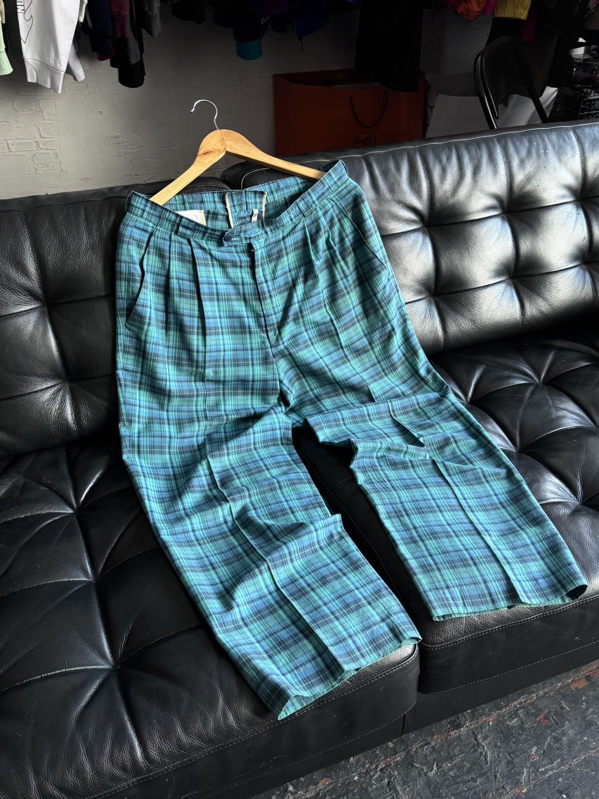 Adidas Vintage Adidas Western Germany Tartan Plaid Pleated Pants Size US 33 - 18 Thumbnail