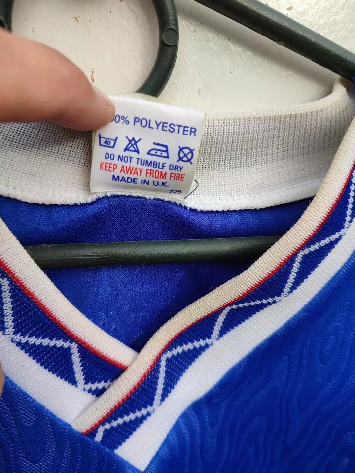 Vintage 1990-92 GLASGOW RANGERS FOOTBALL Kit SHIRT SOCCER JERSEY Size US XL / EU 56 / 4 - 6 Thumbnail