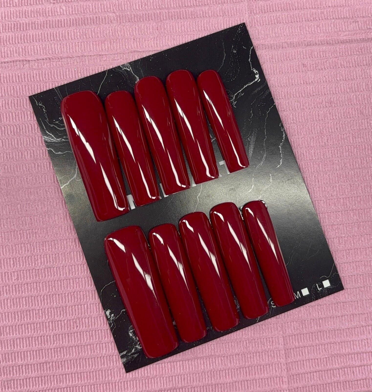 Handmade Extra long square Press on nails solid color builder gel Size ONE SIZE - 2 Thumbnail
