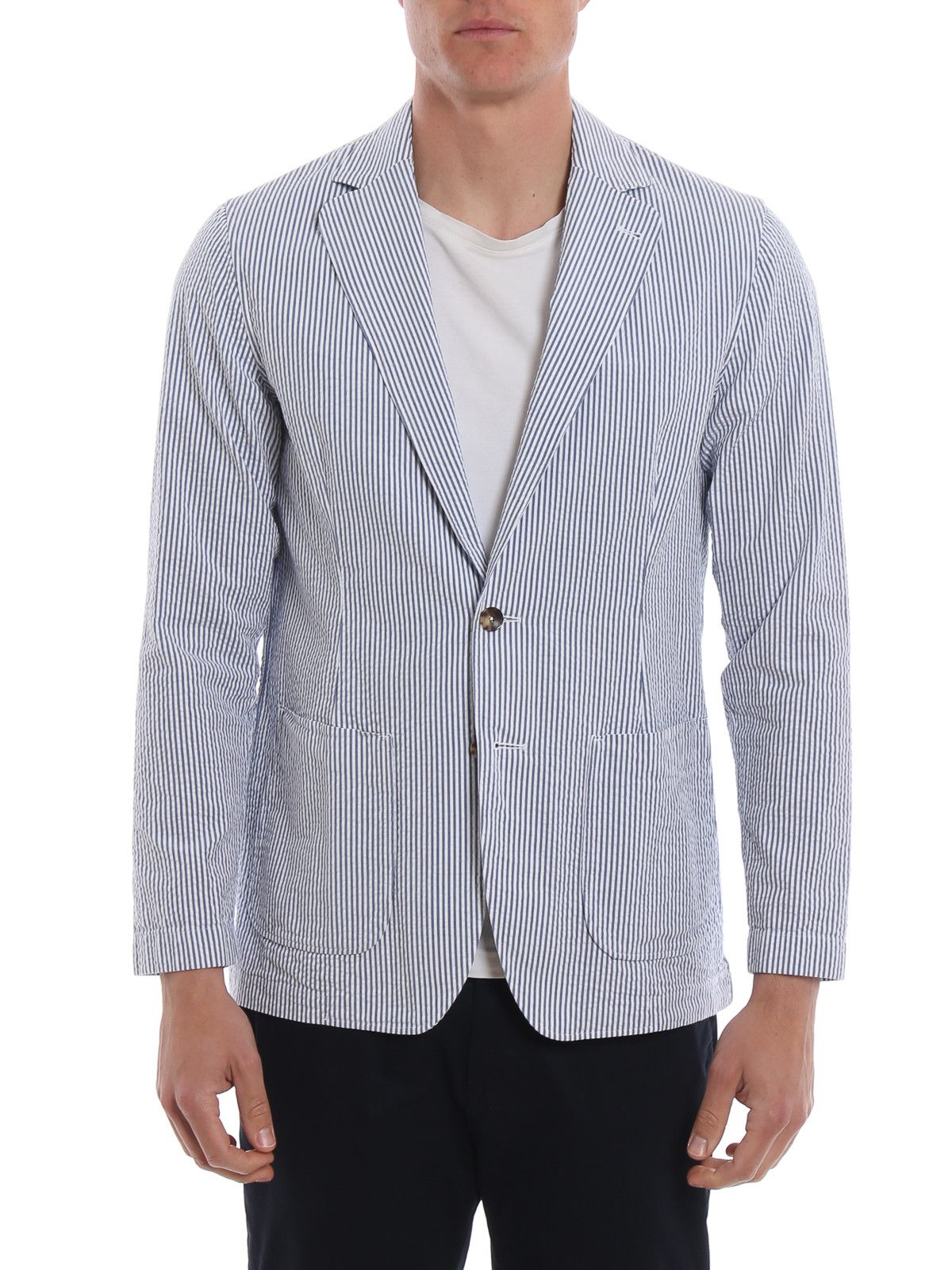Designer × Lardini LARDINI Egama Striped Cotton Unlined Blazer Jacket Size EU56 Size 46R - 1 Thumbnail