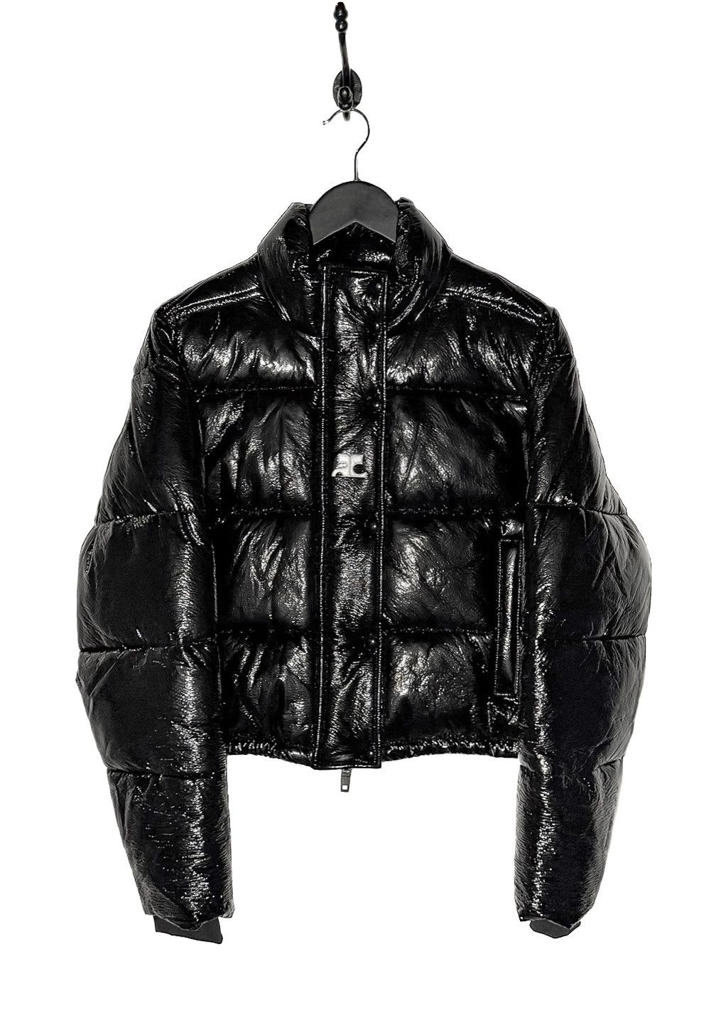Courreges Courrèges Black Vinyl Logo Accent Puffer Jacket Size S / US 4 / IT 40 - 1 Thumbnail