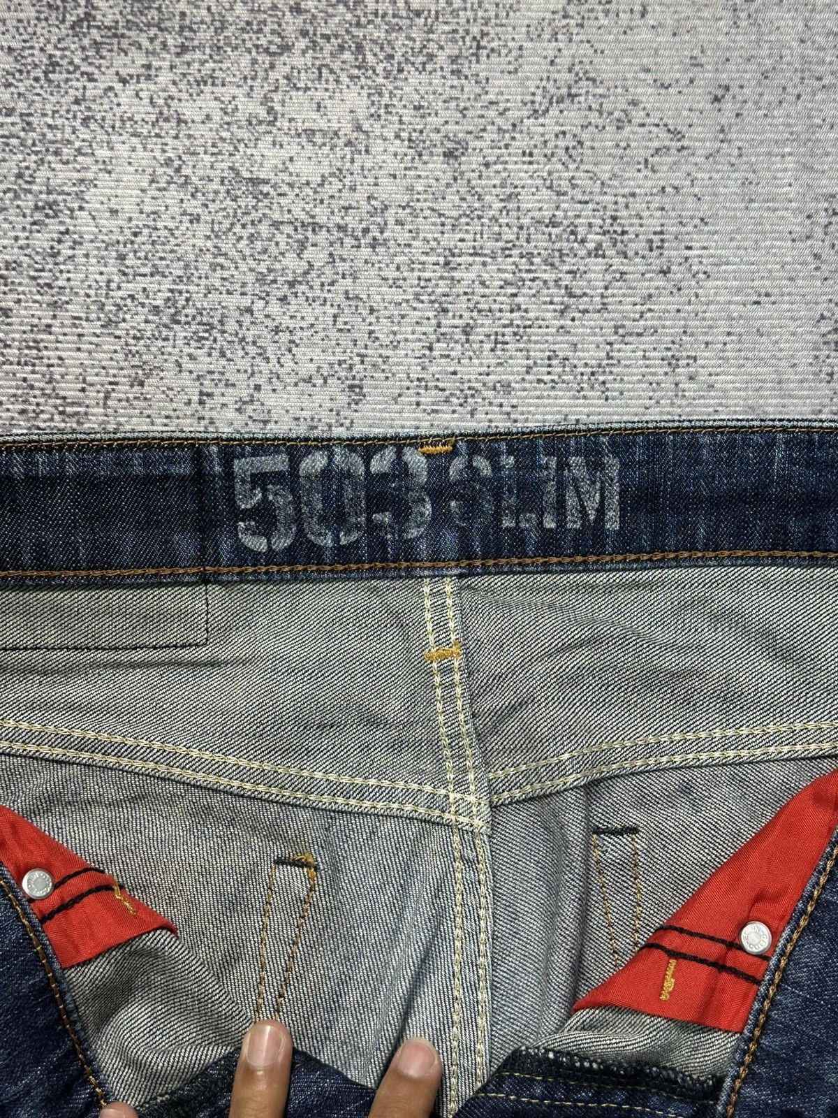Kapital Edwin 503 Skinny Slim Blue Trip Distressed Denim Size US 30 / EU 46 - 11 Thumbnail
