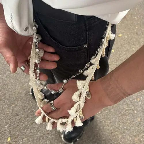 Jewelry Double Layer Wallet Chain - Pearl, Shell, Tassel Detail Size ONE SIZE - 7 Thumbnail