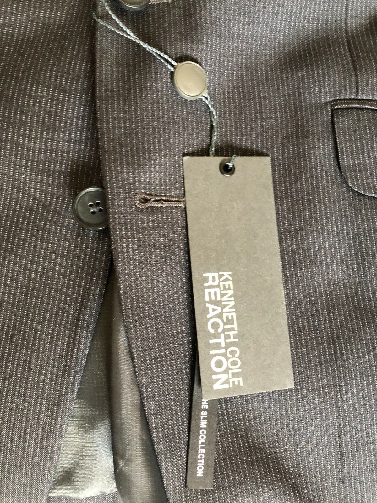 Kenneth Cole Kenneth Cole Reaction Gray Stripe Blazer 38S EU Pick Lapel Size 38S - 3 Thumbnail
