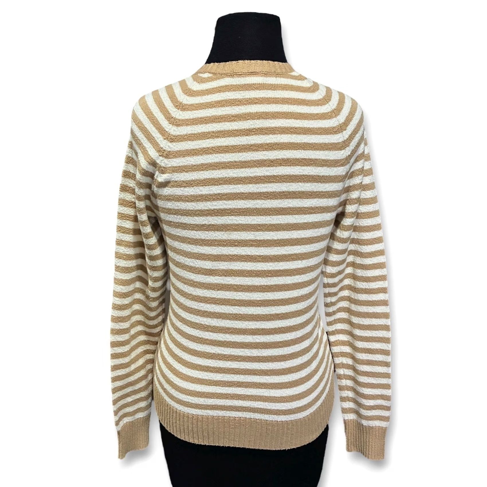 Gap VINTAGE GAP Striped Knit Sweater Beige White Long Sleeve Crewneck Women's S Size S / US 4 / IT 40 - 2 Thumbnail