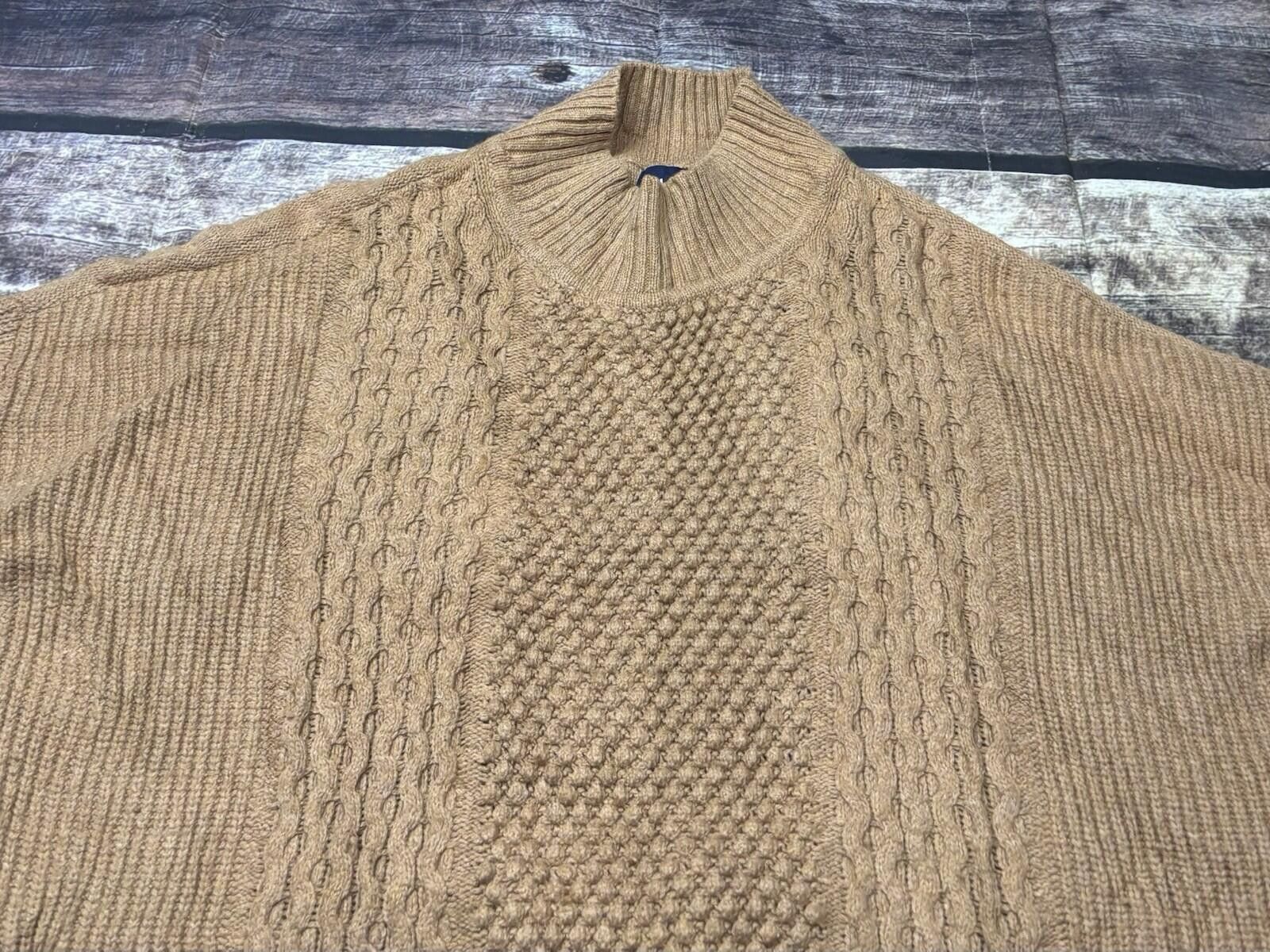 Gap Gap Sweater Mens Medium Fisherman Knit Cotton Wool Blend Tan Size US M / EU 48-50 / 2 - 4 Thumbnail