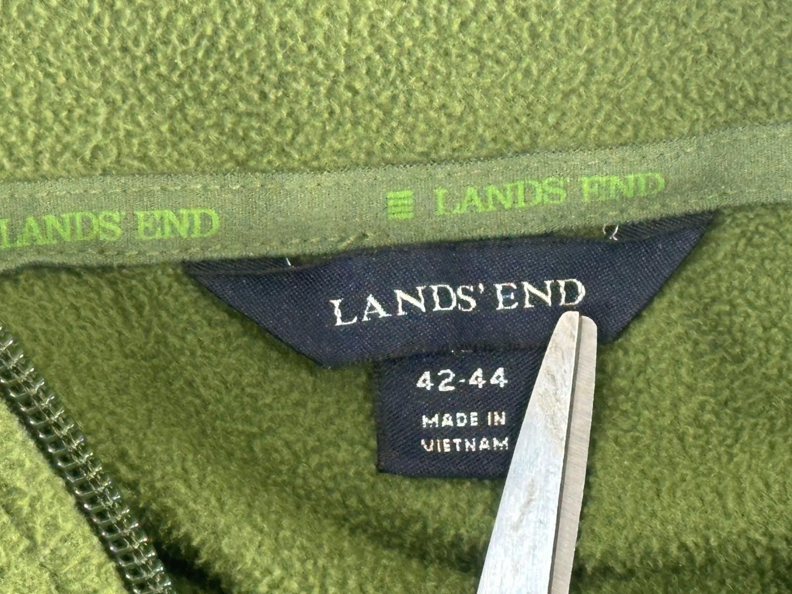 Lands' End Land's End Men's 42-44 Green Fleece 1/4 Zip Pullover Size US L / EU 52-54 / 3 - 5 Thumbnail