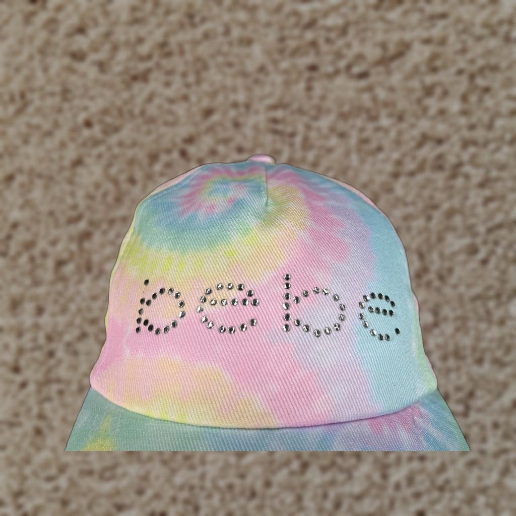 Bebe VINTAGE Nike Shirt Womens XS 90s Logo Rhinestone Strap Back Cap Pink Tie Dye Bling Adjustable Hat Size ONE SIZE - 1 Thumbnail