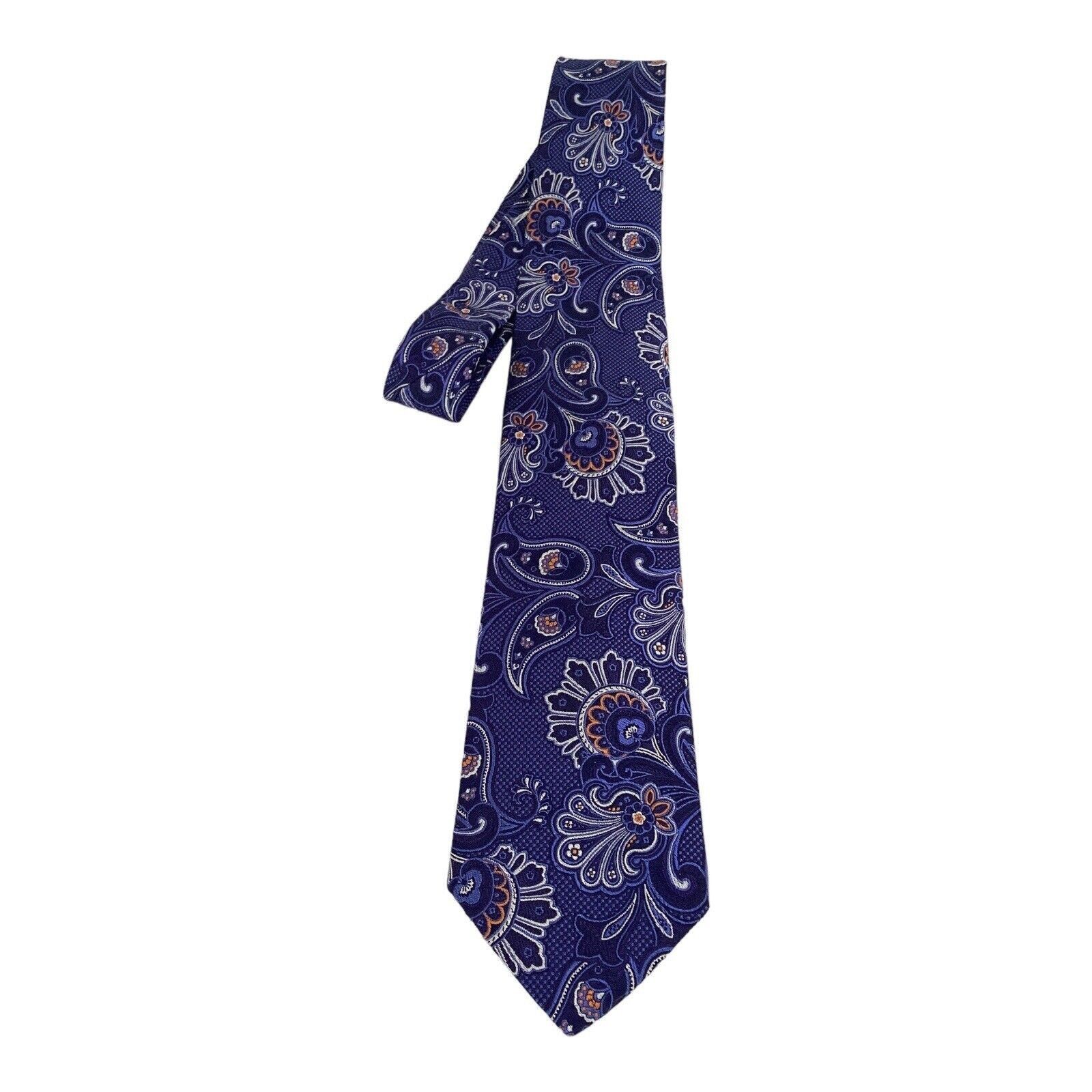 Cremieux CREMIEUX Blue Paisley Luxury Silk Tie Hand Made In Made USA Size ONE SIZE - 6 Thumbnail