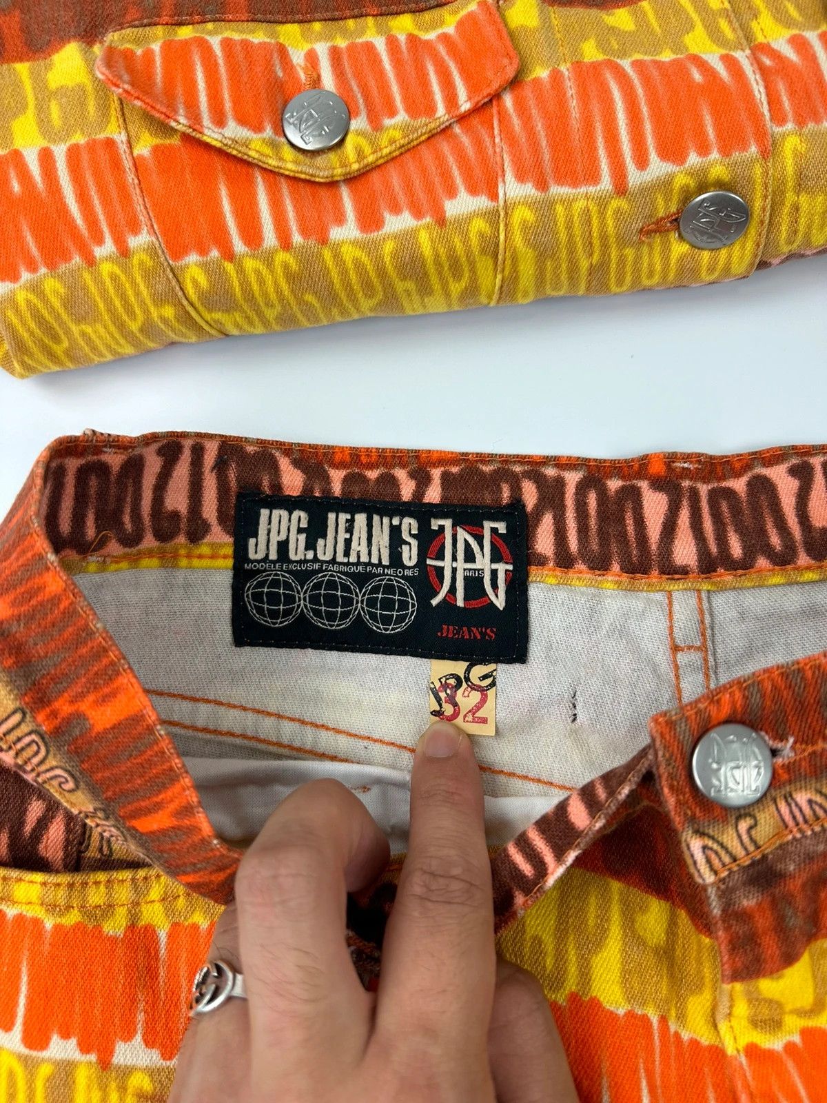 Jean Paul Gaultier JPG 00’s Shirt Denim Pants Set Monogram Orange Red Size M / US 6-8 / IT 42-44 - 14 Thumbnail