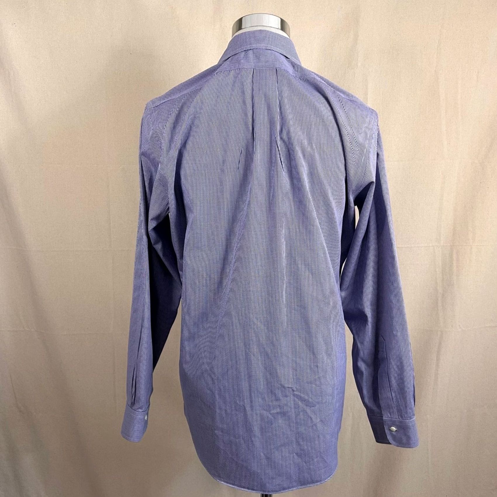 Brooks Brothers Brooks Brothers Regent Dress Shirt Purple Check 15.5 34 Non Iron Cotton Stretch Mens Size 42R - 5 Thumbnail