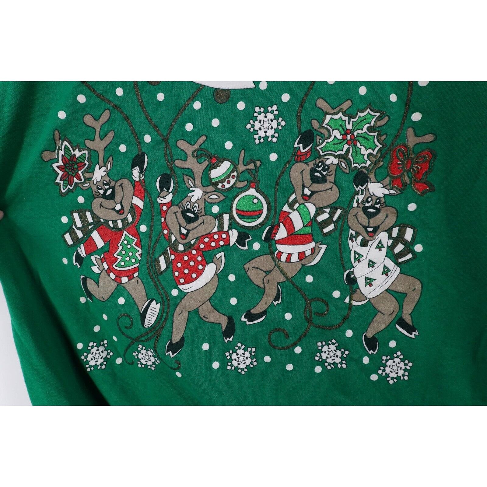 Vintage Vintage 90s Christmas Reindeer All Over Print Sweatshirt Size XXL / US 16-18 / IT 52-54 - 4 Thumbnail