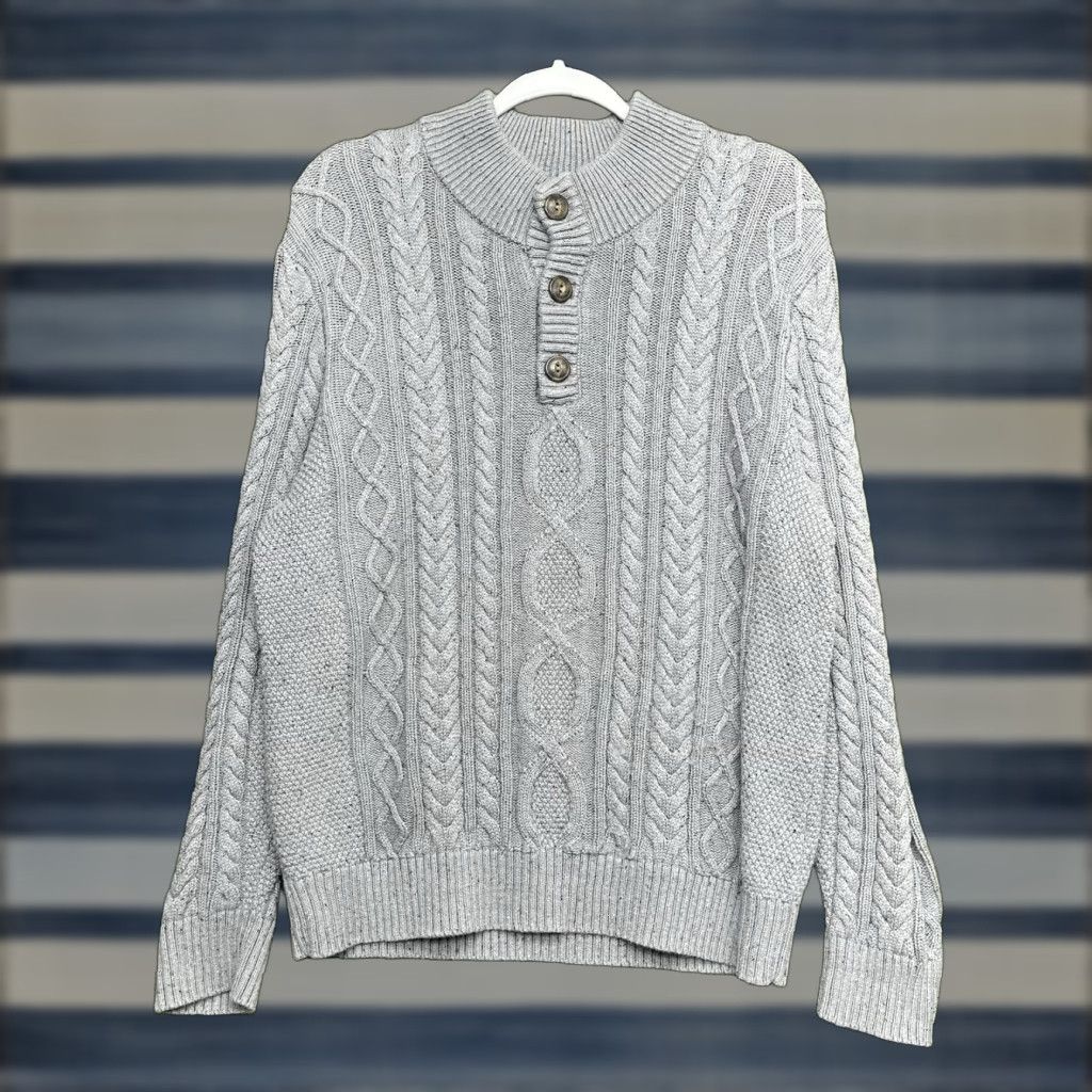 Vintage VINTAGE LL Bean Sweater Mens Large Henley Soft Cotton Heritage Comfy Slim Fit Cable Knit Size US L / EU 52-54 / 3 - 1 Thumbnail