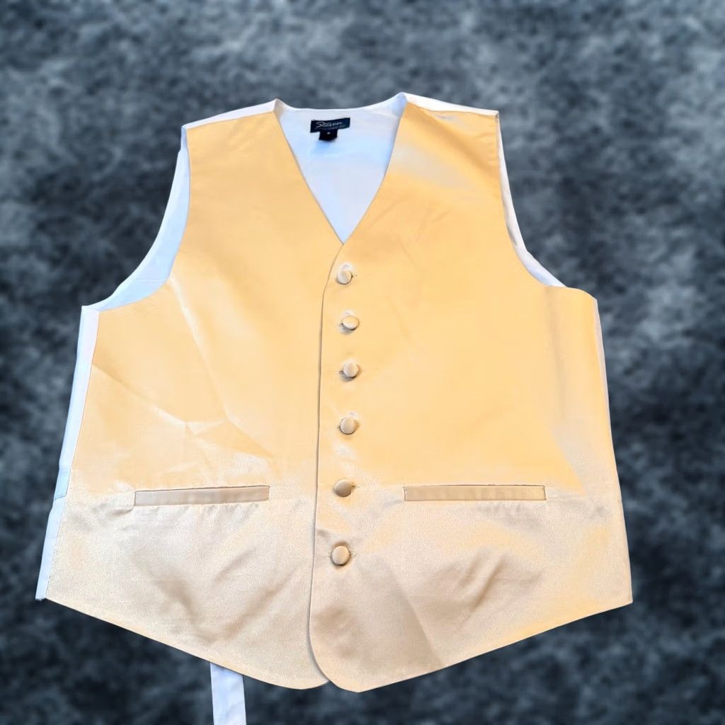 Vintage Steven Land Formal Tuxedo Vest Mens Small Gold Satin Adjustable Back Strap Adjustable Strap Vest Satin Finish Size US S / EU 44-46 / 1 - 1 Thumbnail