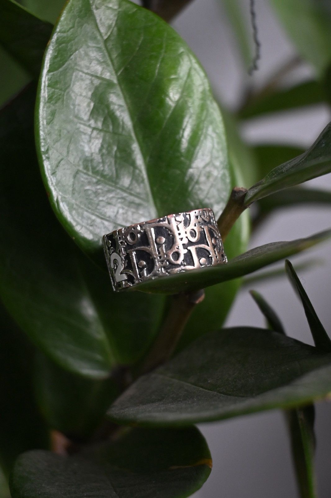 Dior Dior by John Galliano black trotter oblique D2 silver ring. Size ONE SIZE - 1 Thumbnail