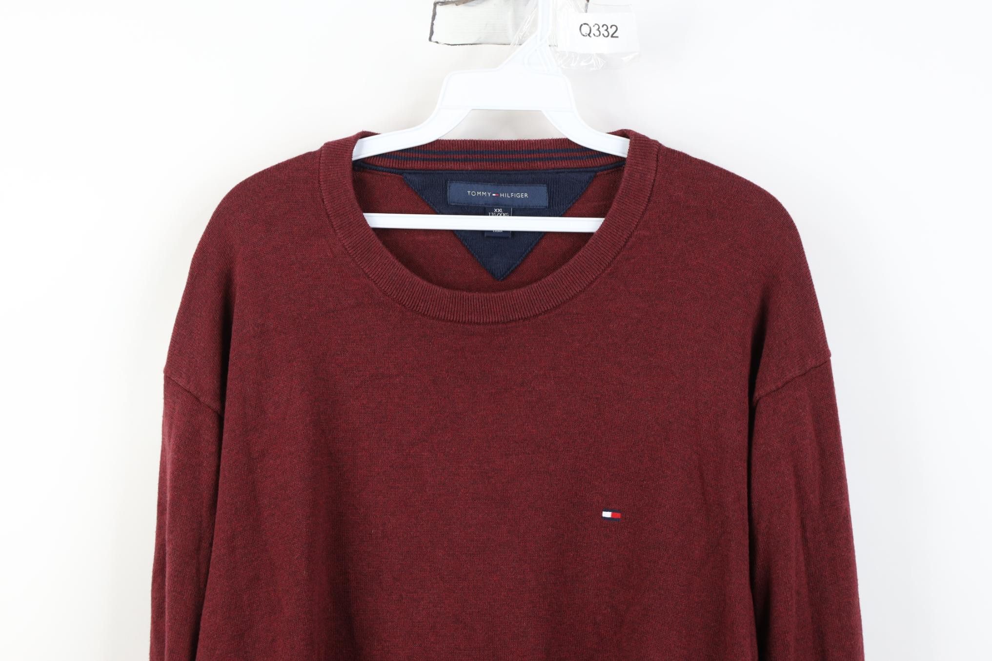 Tommy Hilfiger Vintage Y2K Tommy Hilfiger Cotton Knit Crewneck Sweater Red Size US XXL / EU 58 / 5 - 2 Thumbnail