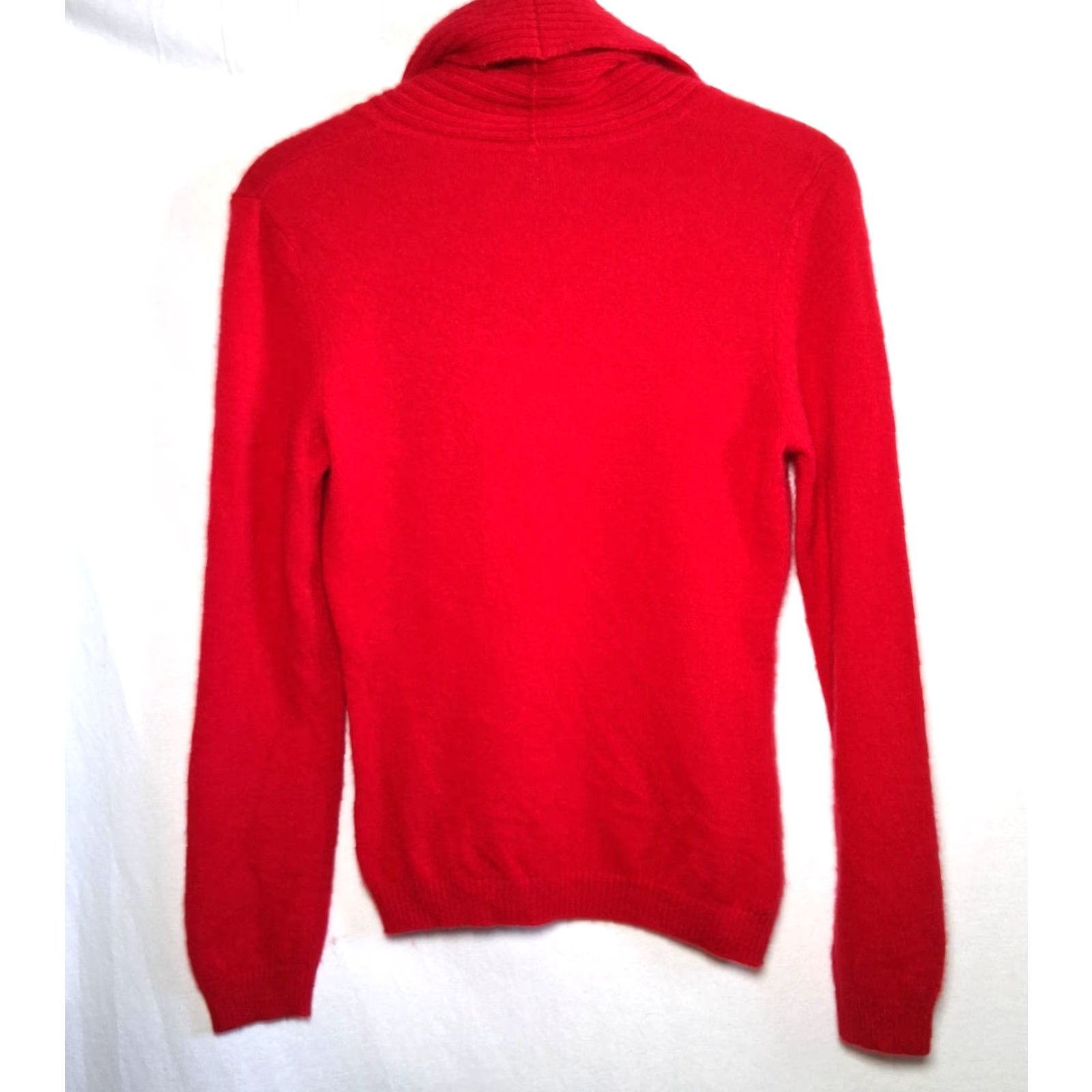 Vintage Prive Cashmere Sweater Women M Red Cowl Neck Knit Soft Pullover Size M / US 6-8 / IT 42-44 - 2 Thumbnail