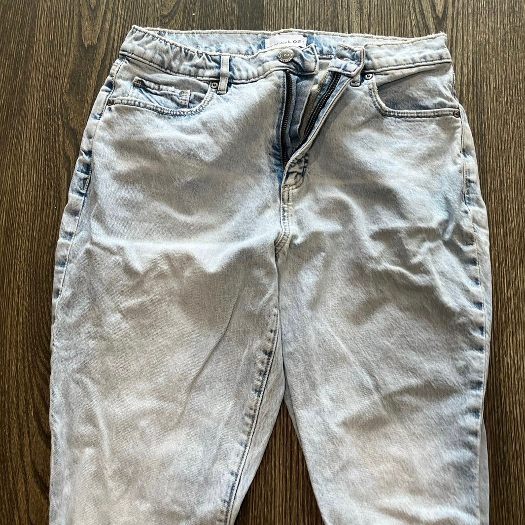 Loft LOFT High Waist Kick Crop Jeans Denim Raw Hem Blue Size 29/8 Size 30" / US 8 / IT 44 - 4 Thumbnail