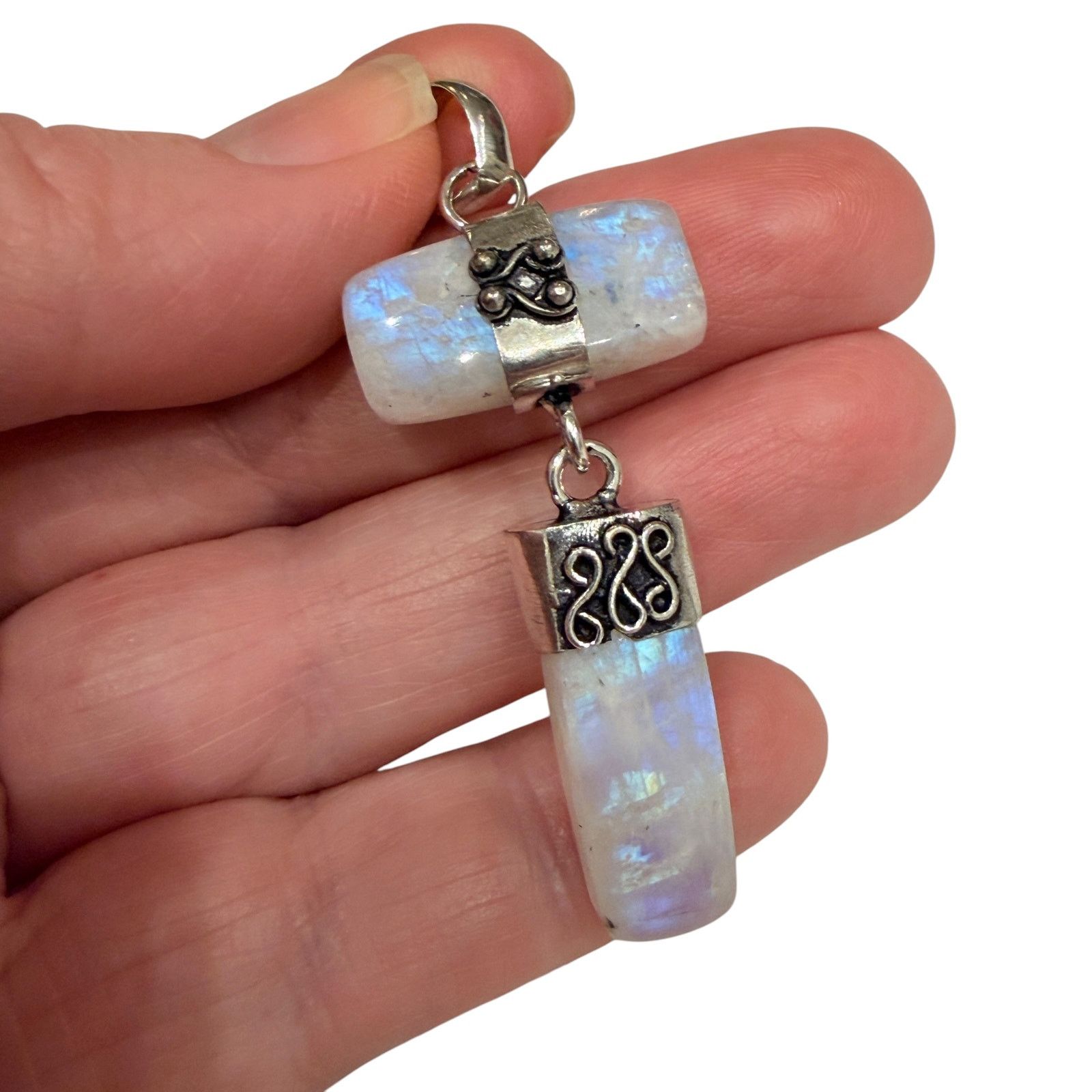 Other Long Drop Rainbow Moonstone 925 Silver Plated Pendant 2.5" Size ONE SIZE - 1 Thumbnail