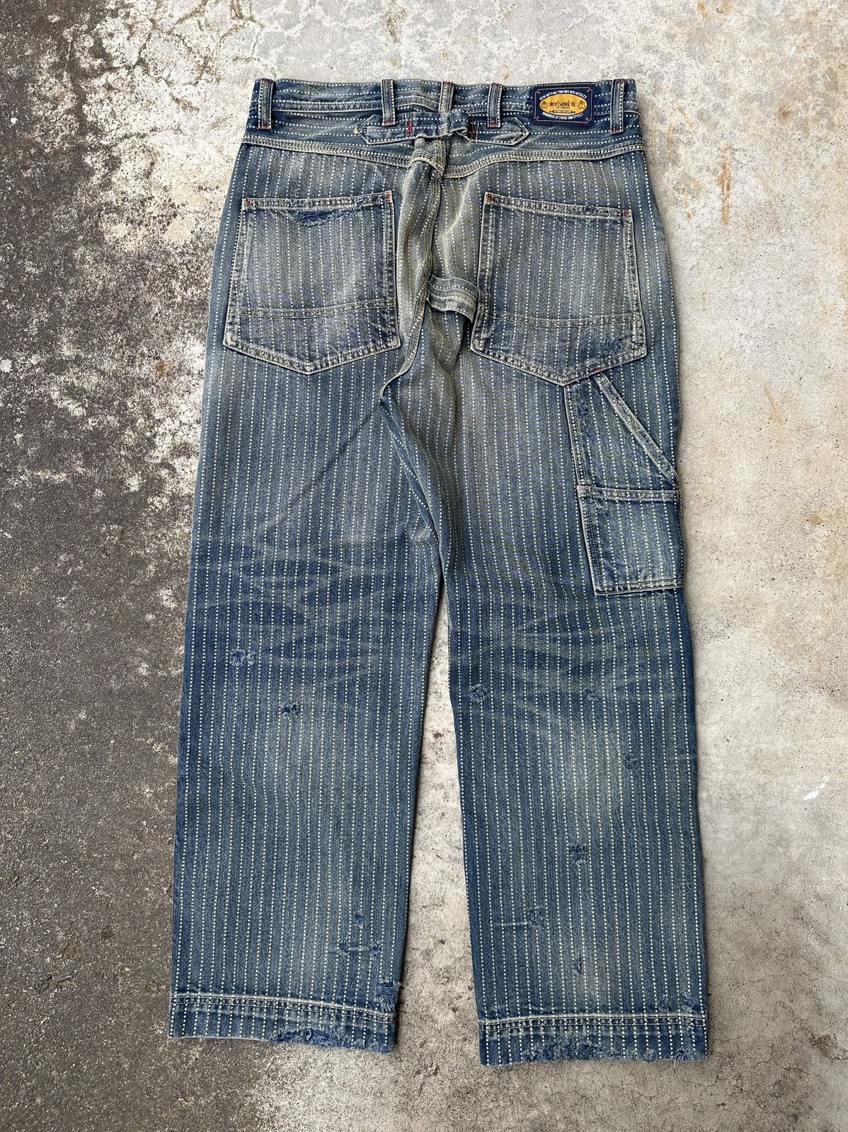 Japanese Brand Wabash Buckleback Double Knee Dungaree Striped Union Kountry Size US 36 / EU 52 - 2 Thumbnail