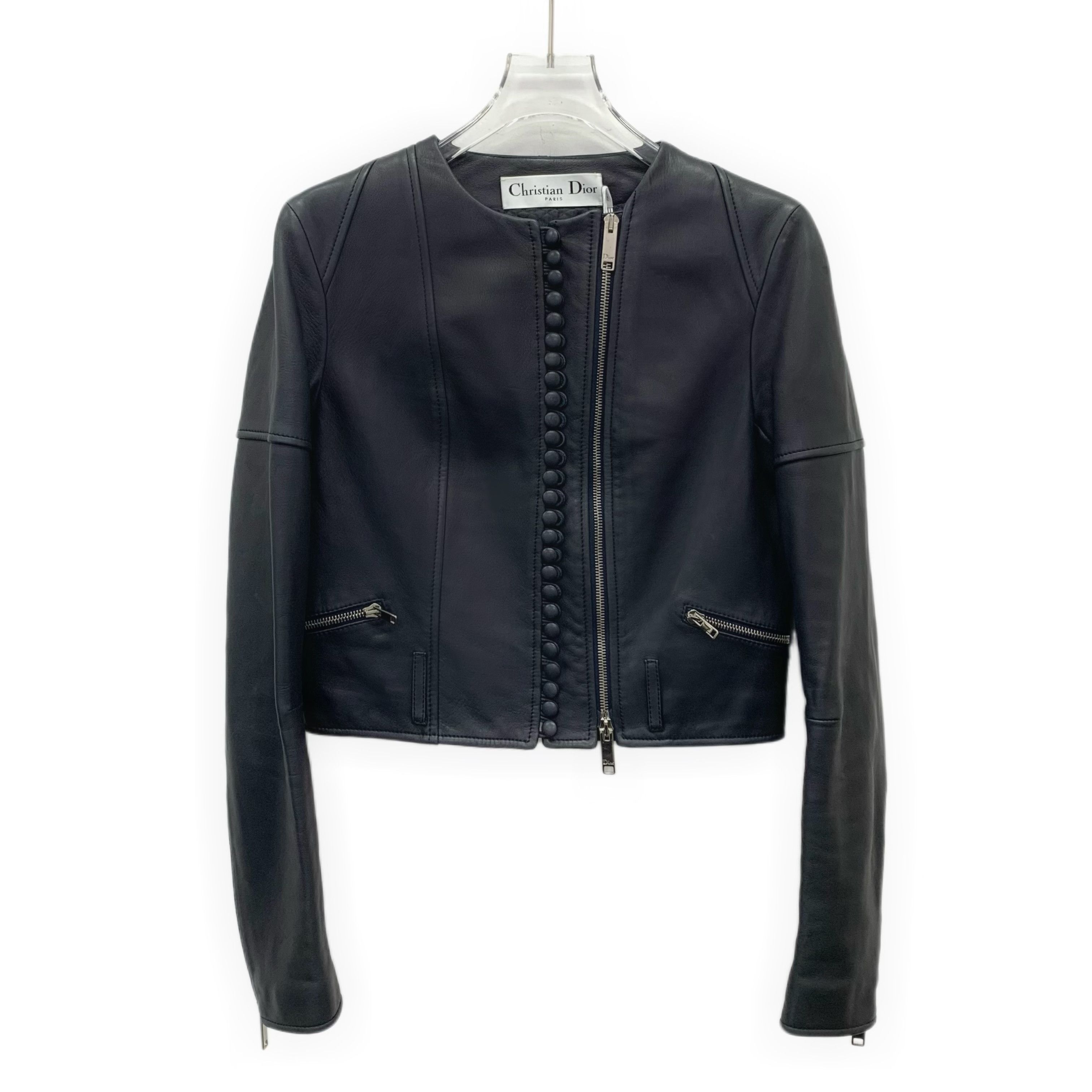 Dior Dior Leather Zip Jacket Black (36) Size S / US 4 / IT 40 - 1 Thumbnail