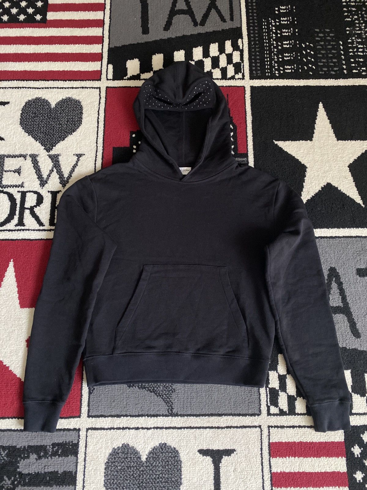 image of Saint Laurent Paris Black Hoodie Crystals, Women's (Size XS)