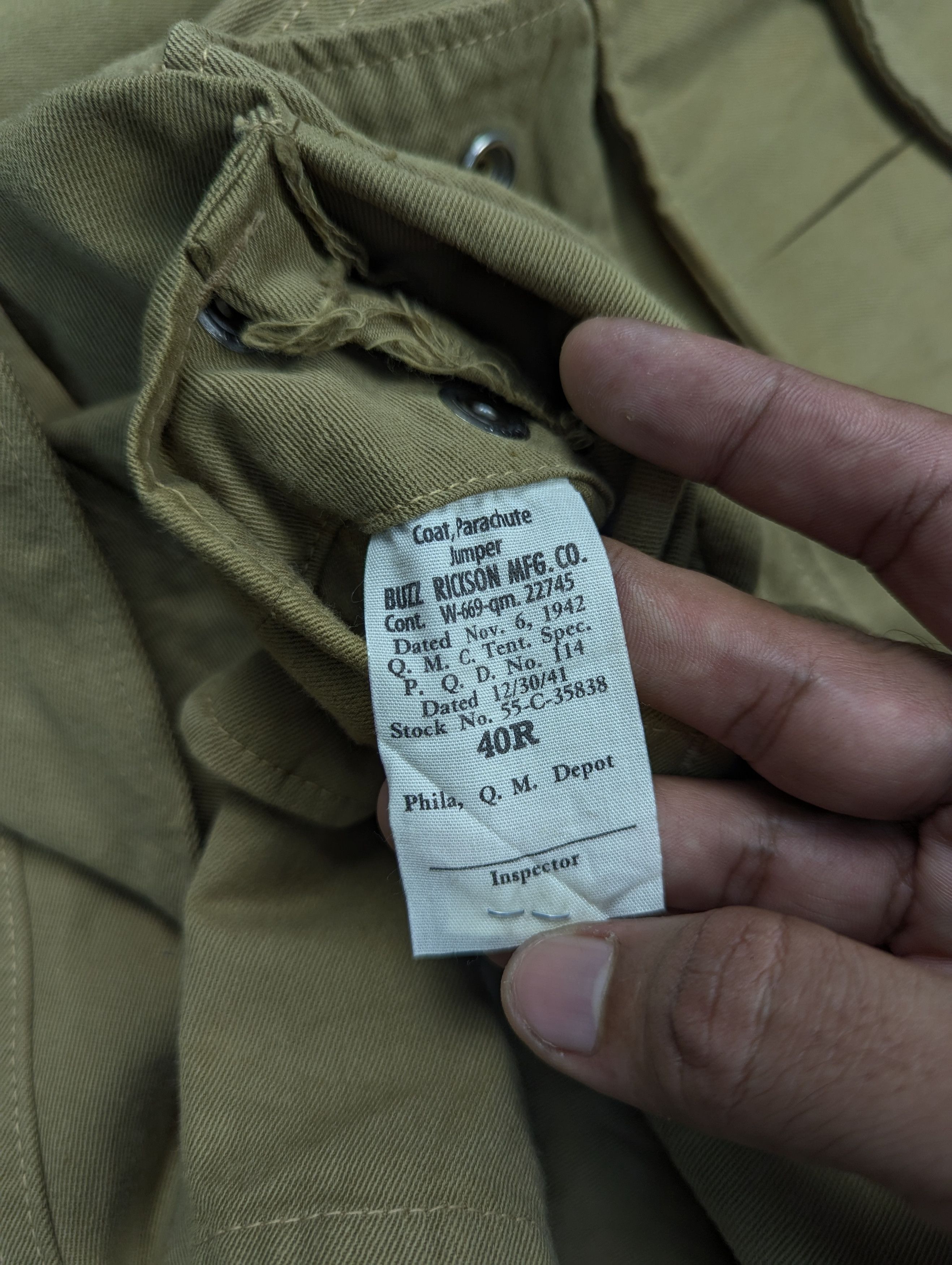 Buzz Rickson's Vintage 40s WWII Buzz Rickson Paracute Jumper Coat Jacket Size US M / EU 48-50 / 2 - 10 Thumbnail