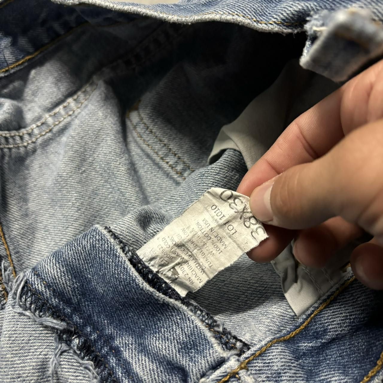 Japanese Brand × Vintage Crazy Vintage Y2K/2000s Baggy Light Wash Distressed Skater Carpenter Denim Jeans! Size US 38 / EU 54 - 8 Thumbnail