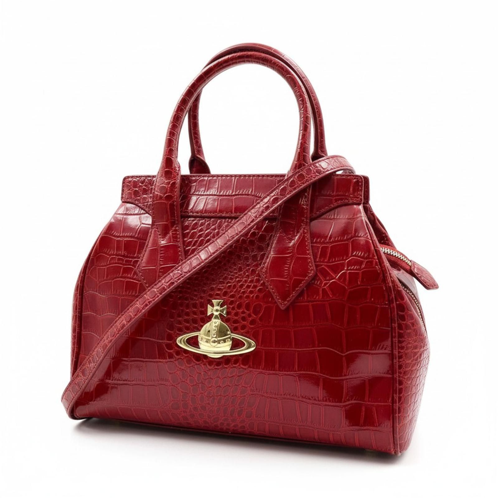 Vivienne Westwood - Red Croc-Effect Leather Handbag