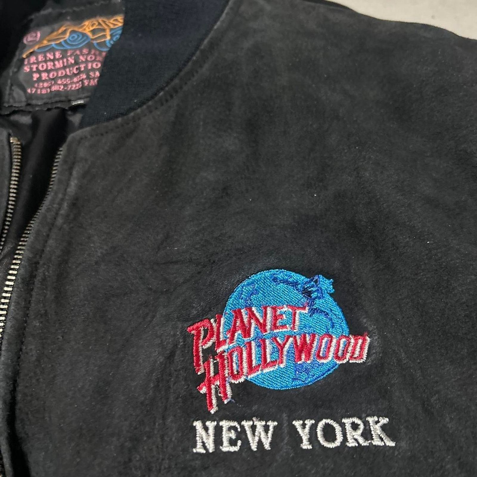 Planet Hollywood **Vintage Planet Hollywood Black Suede Leather Bomber Jacket Size US XL / EU 56 / 4 - 3 Thumbnail