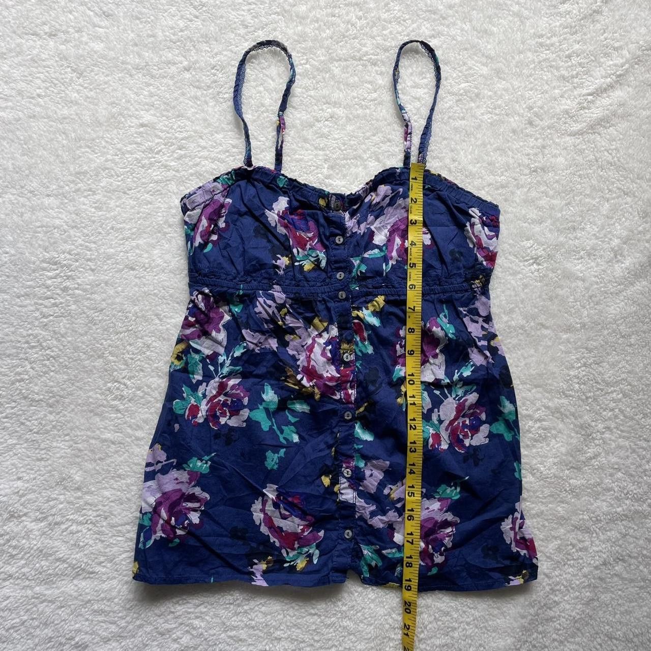 Garage 2000s Garage Blue Floral Babydoll Tank Top Size M / US 6-8 / IT 42-44 - 6 Thumbnail