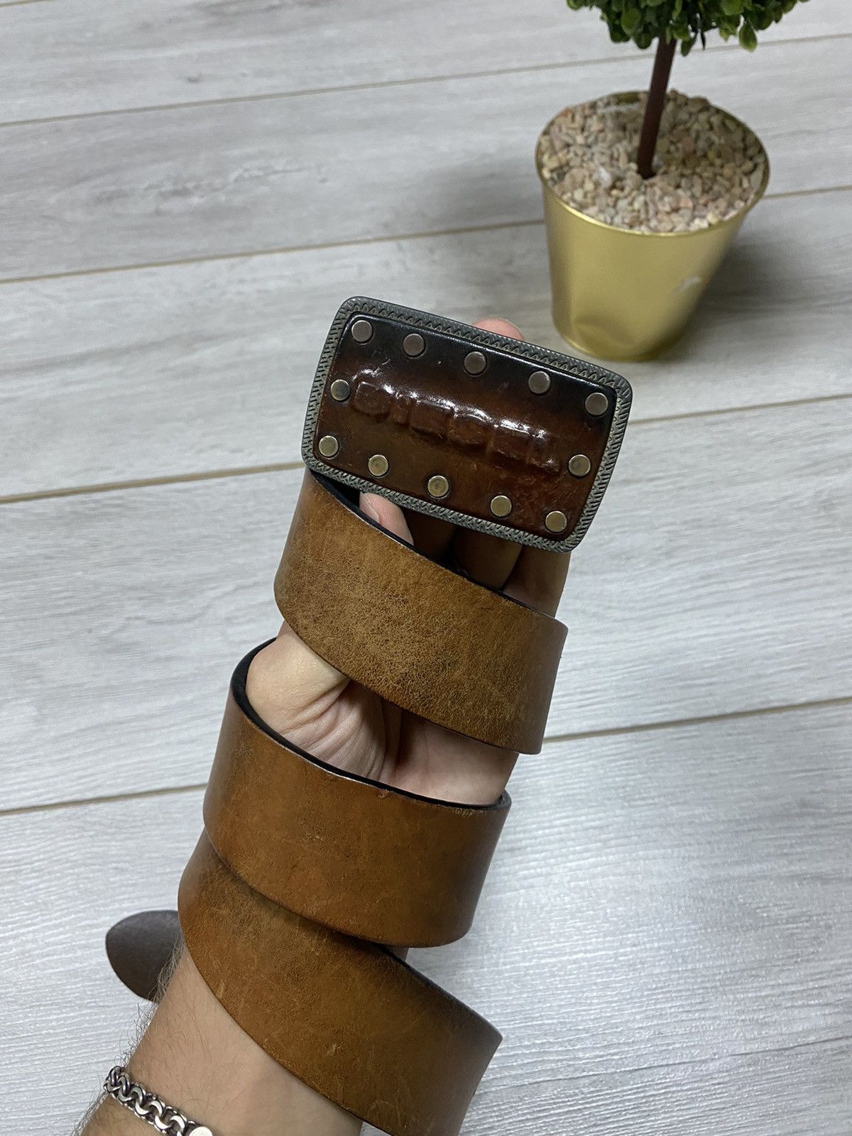Diesel Diesel 3d logo Stamping vintage leather belt Size ONE SIZE - 3 Thumbnail