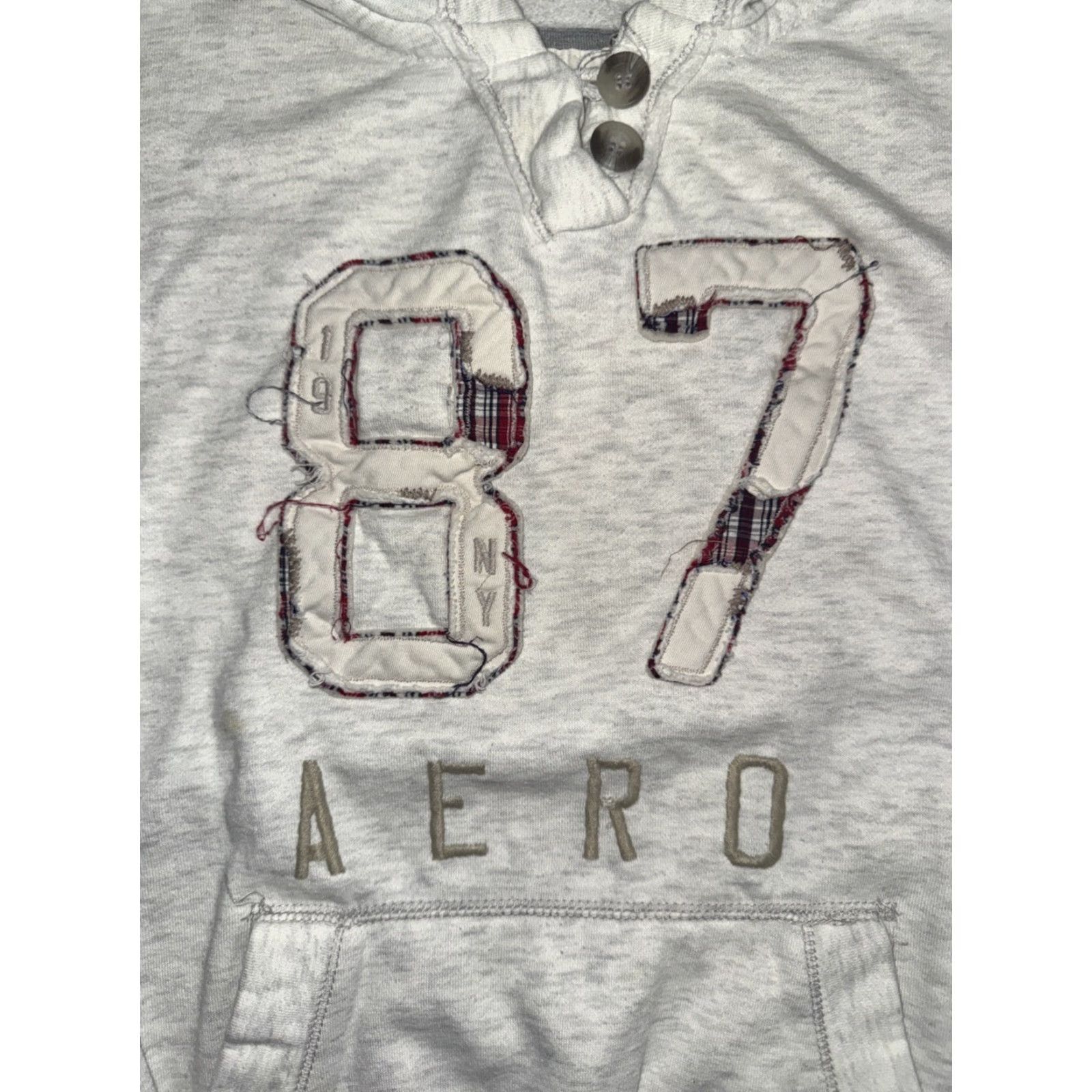 Vintage VINTAGE Aeropostale Women Hoodie Sweatshirt Gray 87 Logo Pullover Size Large 18x22 90s Preppy Logo Pockets Mens? Size L / US 10 / IT 46 - 2 Thumbnail