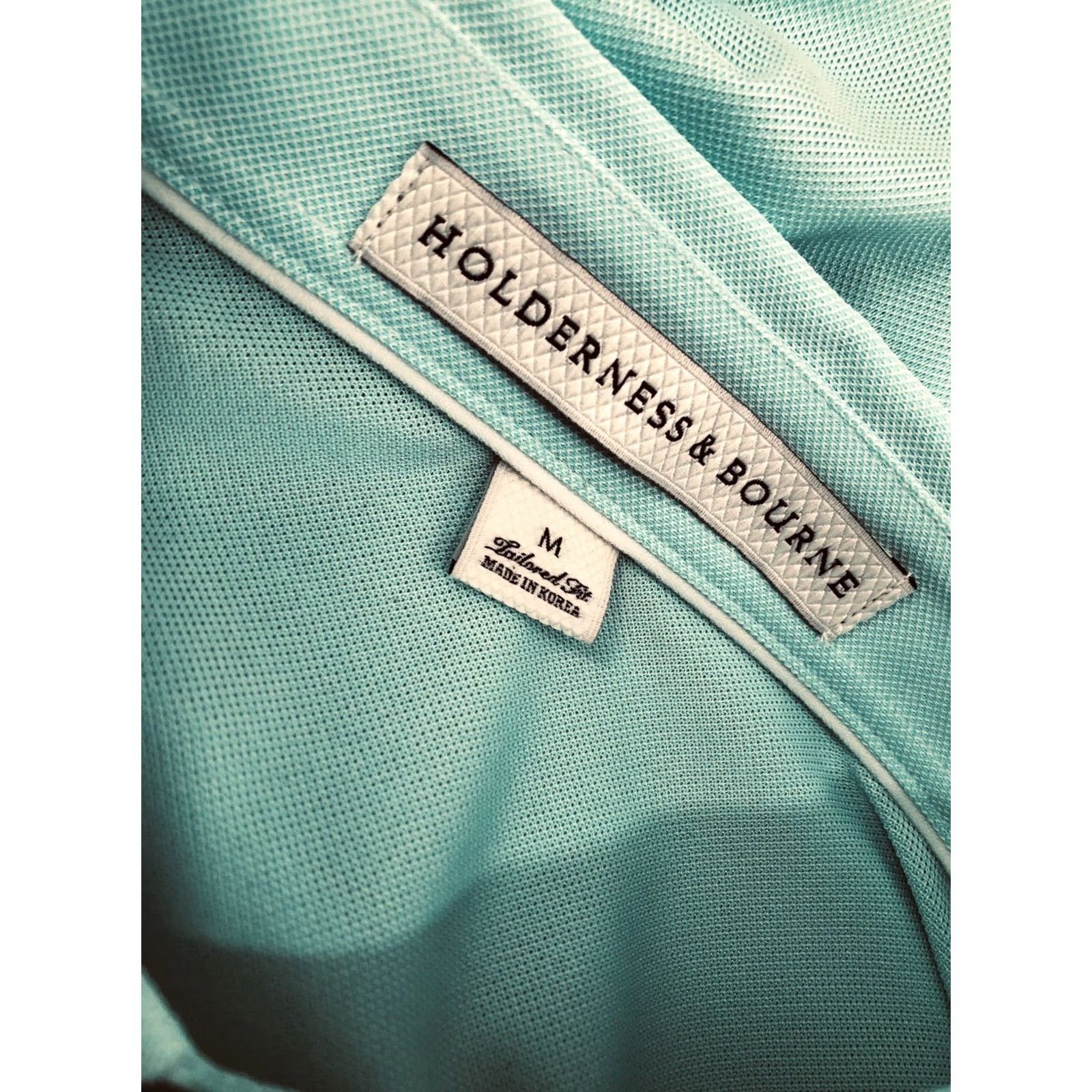 Vintage HOLDERNESS & BOURNE / THE GUILFORD - Knit PIQUE Polo Md. Shirt - Greenish Blue - M - Men Size US M / EU 48-50 / 2 - 5 Thumbnail