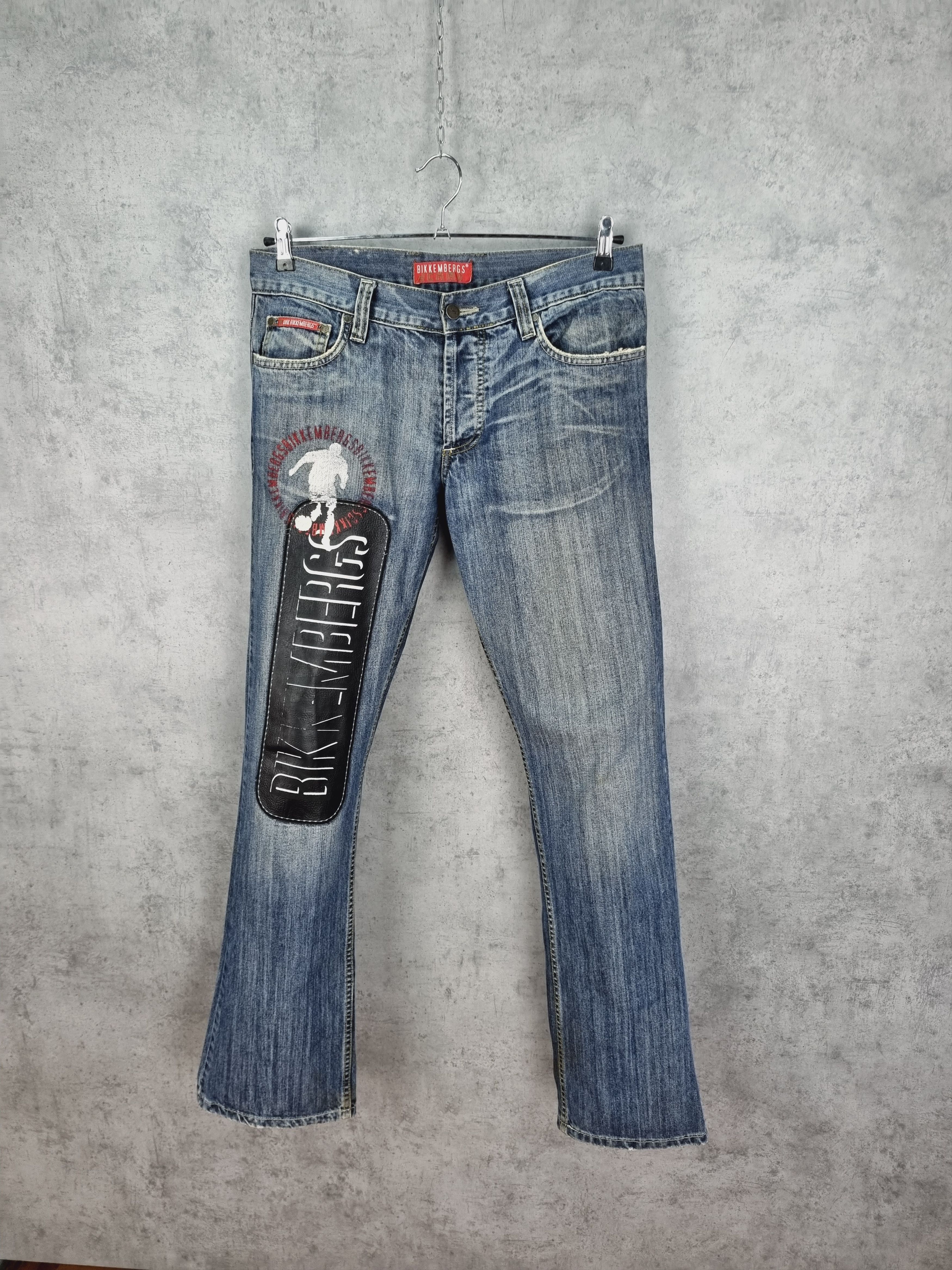 Dirk Bikkembergs × Vintage Bikkembergs Jeans Leather Patch Big Logo Denim Pant Size US 32 / EU 48 - 1 Thumbnail