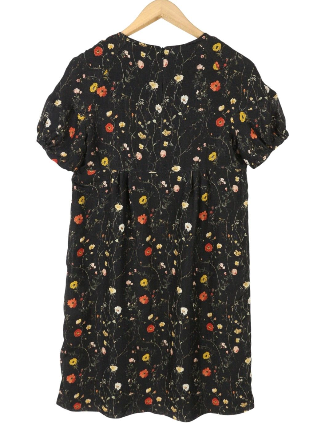 R13 RAGLAN SLEEVE BABYDOLL M Floral Black Wool Silk Dress 89920 Size M / US 6-8 / IT 42-44 - 5 Thumbnail