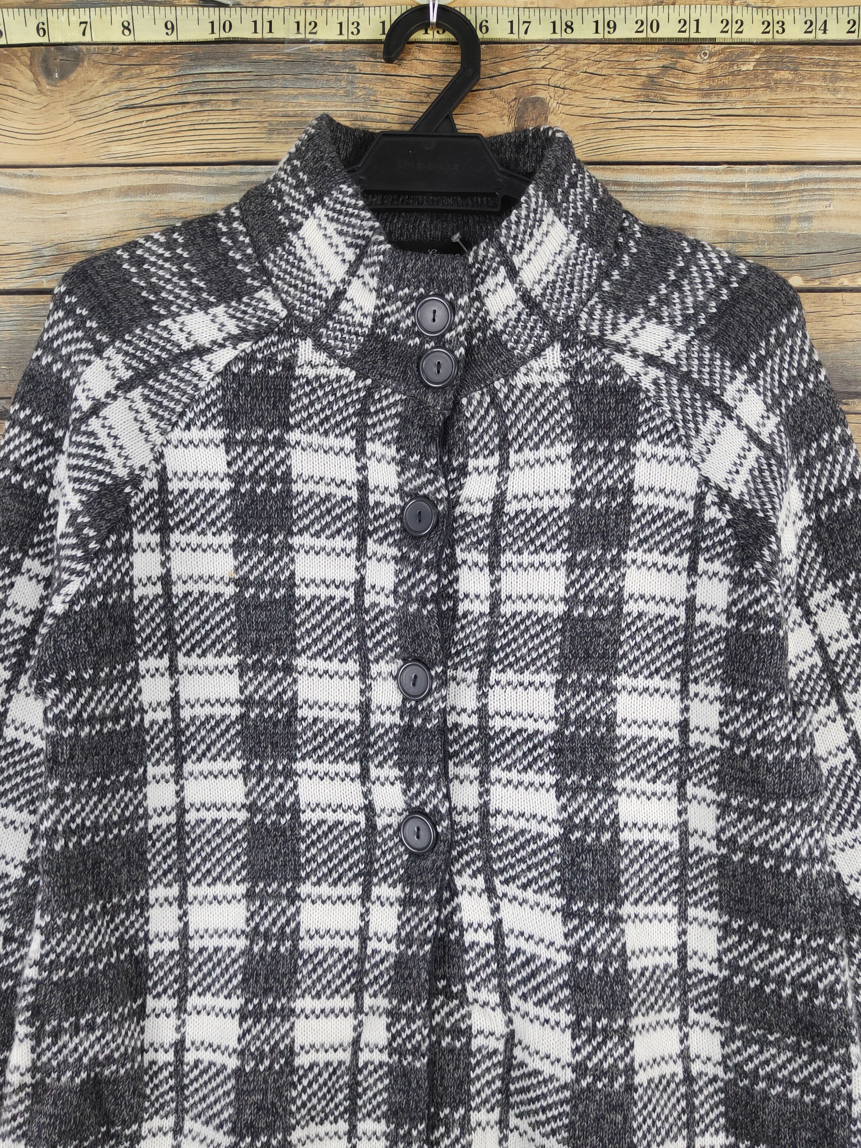 Japanese Brand Gene Luxue Black White Knitwear Cardigan #W1228 Size M / US 6-8 / IT 42-44 - 2 Thumbnail