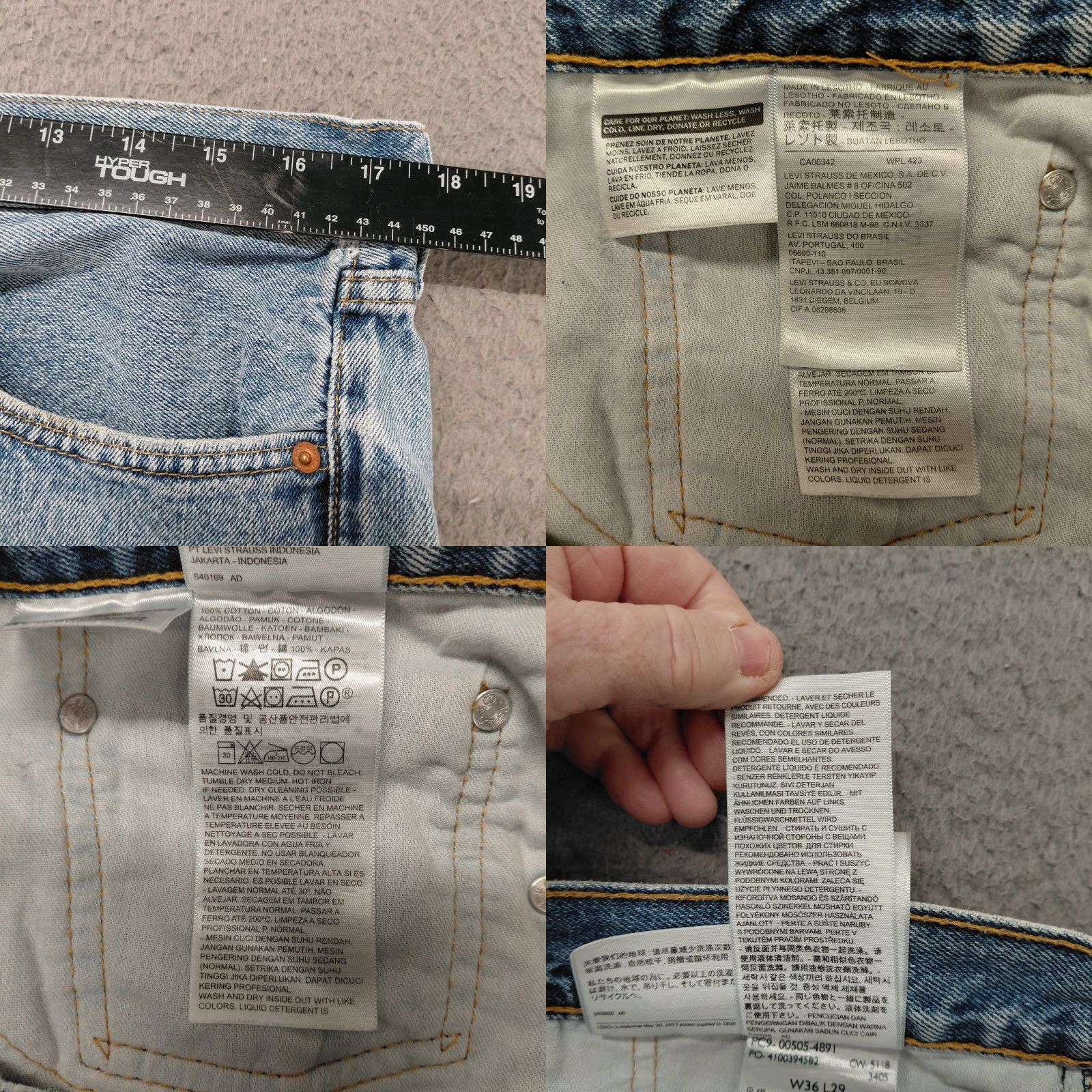 Levi's Levi's 505 Jeans Men's Regular Blue Straight Light Wash Denim Pants 36x29 Belt Loops 5-Pocket Size US 36 / EU 52 - 8 Thumbnail