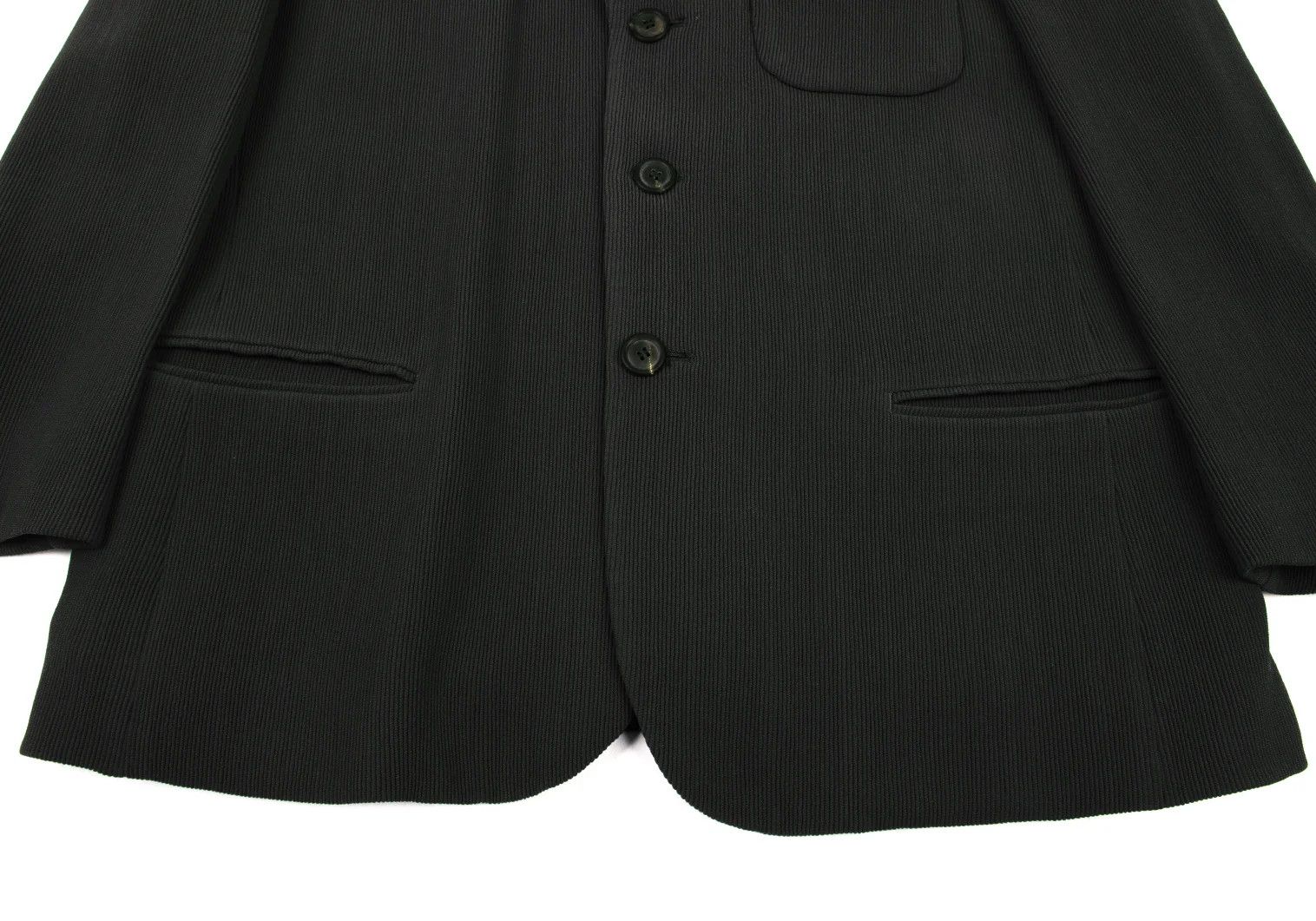 Issey Miyake Wool Stand Collar Ribbed Jacket in Dark Green, Size L Size US L / EU 52-54 / 3 - 10 Thumbnail