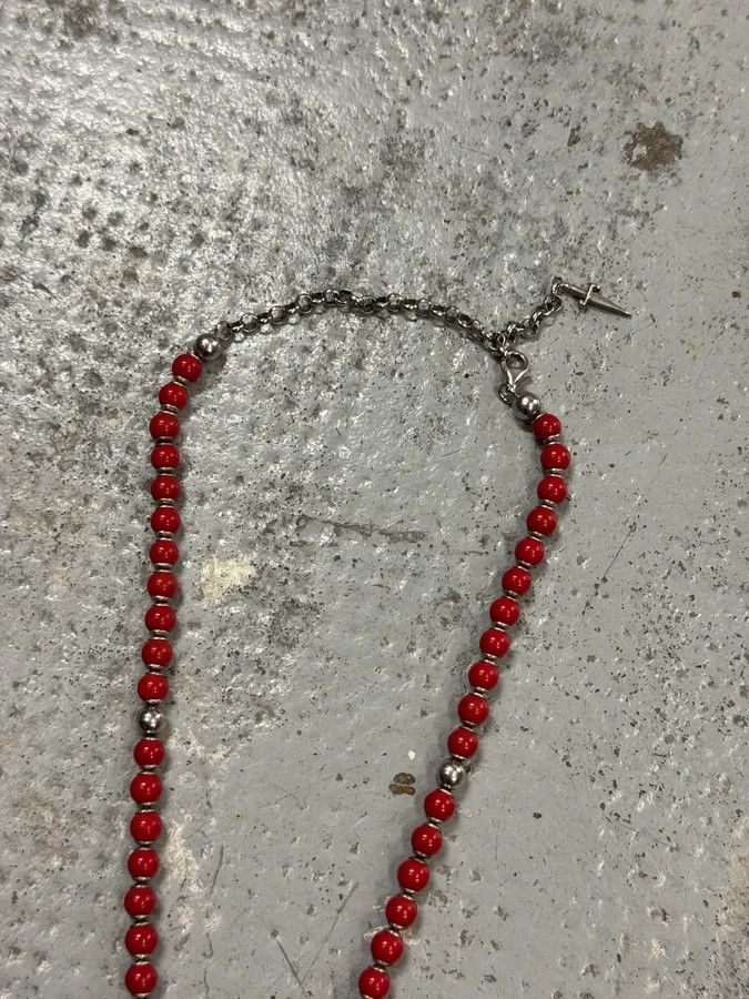 Vintage Paciotti Red Beaded Silver Clasp Necklace Size ONE SIZE - 4 Thumbnail