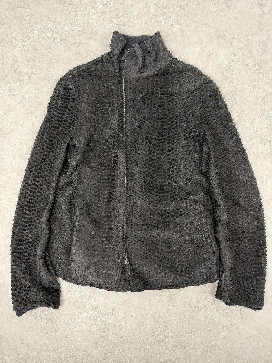 Emporio Armani AW2010 Emporio Armani Asymmetrical Black Crocodile Embossed Leather Jacket Size US M / EU 48-50 / 2 - 7 Thumbnail
